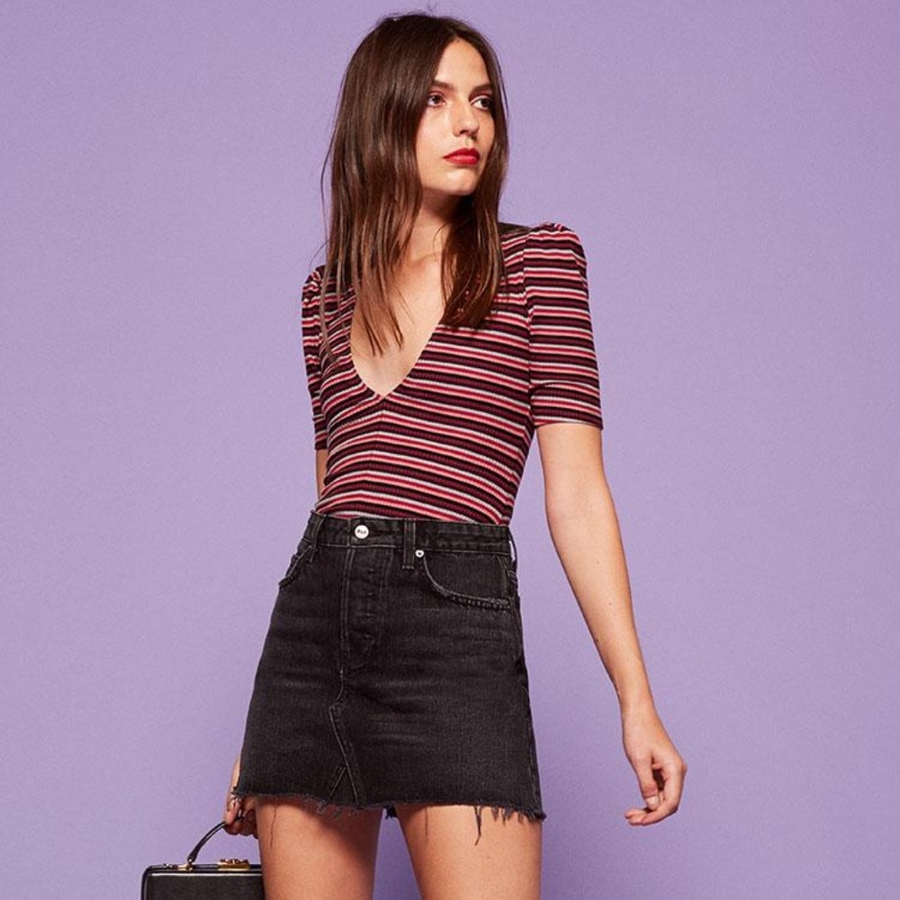 Reformation Ray Top in Sunset Stripe